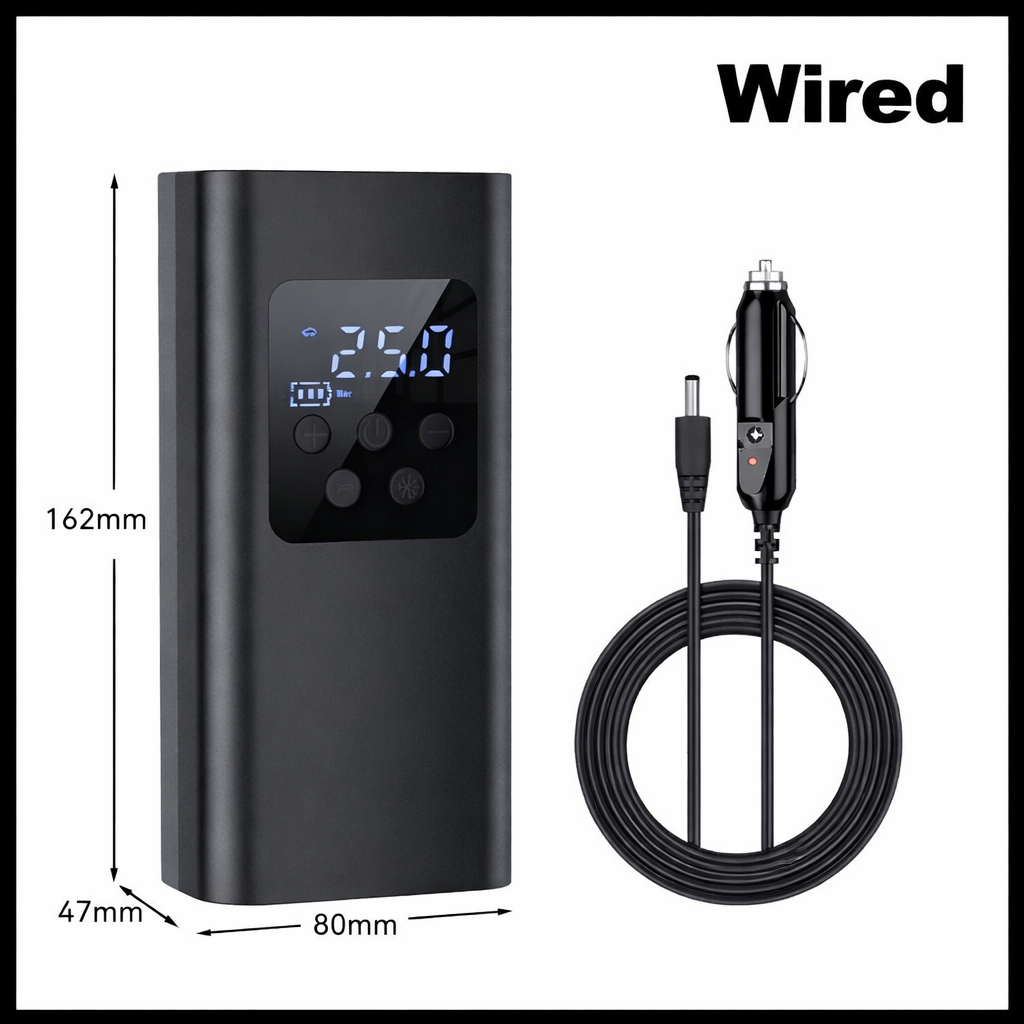 Realexity wired tire inflator with 12V car cigarette lighter adapter and digital pressure display