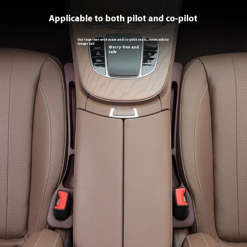 Car seat gap filler installed between seat and center console